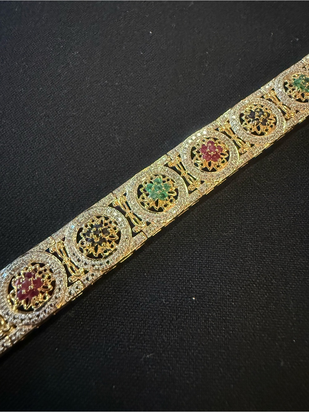 7.5” 3.06ctw multi-gemstone and Diamond bracelet - 18k gold over sterling silver